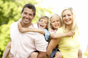 Family having fun in countryside